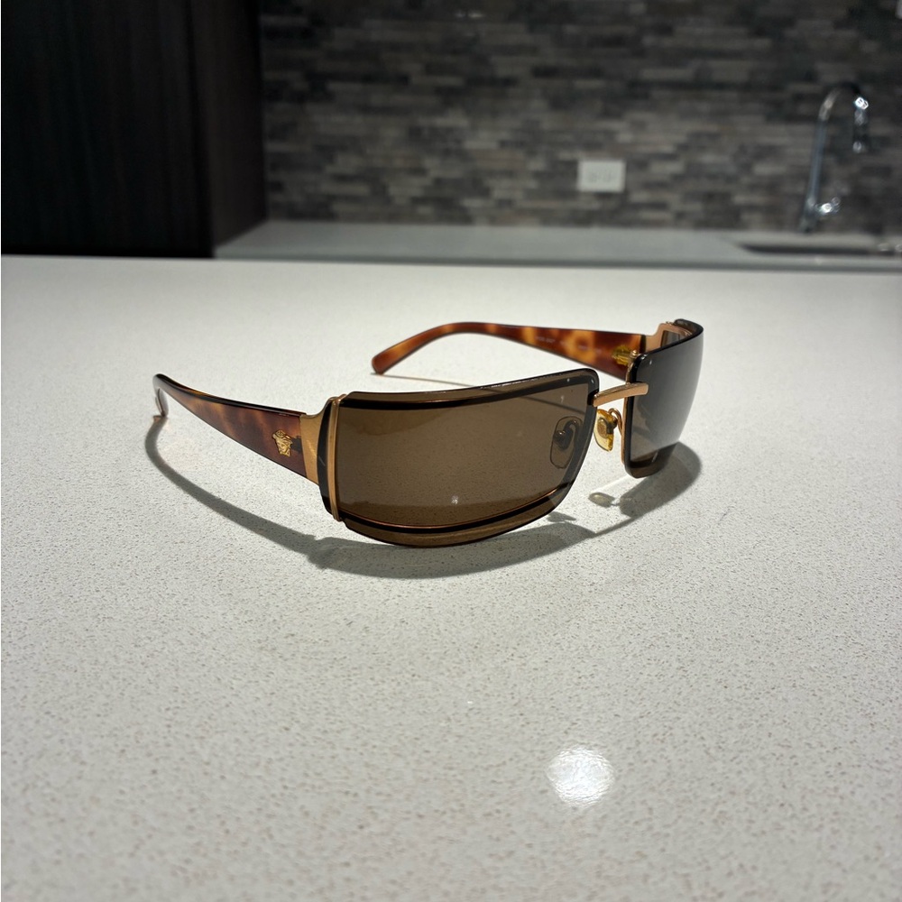 Versace Tortoise Shell Sunglasses With Gold Accen… - image 6